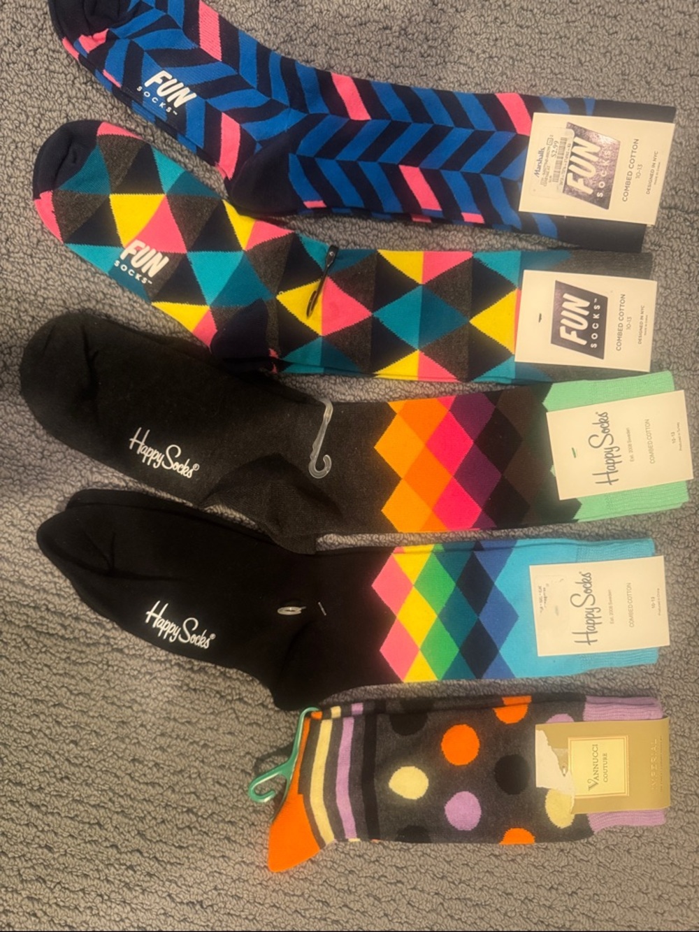 Happy Socks Men's Colorful Geometric Crew Socks - Multicolor